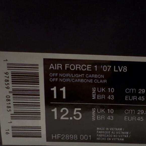 Nike Air Force 1 ’07 LV8 Off Noir Carbon Snakeskin Shoes Mens Size 11 HF2898-001 - Picture 13 of 13